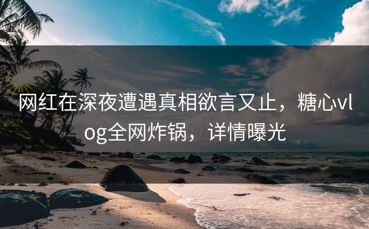 网红在深夜遭遇真相欲言又止，糖心vlog全网炸锅，详情曝光