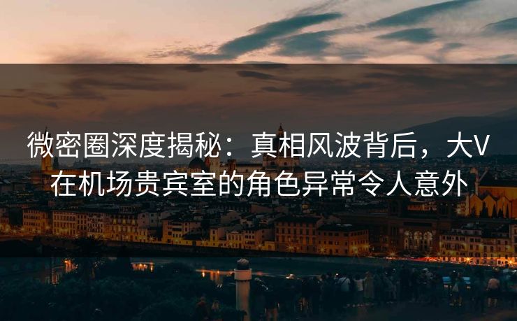 微密圈深度揭秘：真相风波背后，大V在机场贵宾室的角色异常令人意外