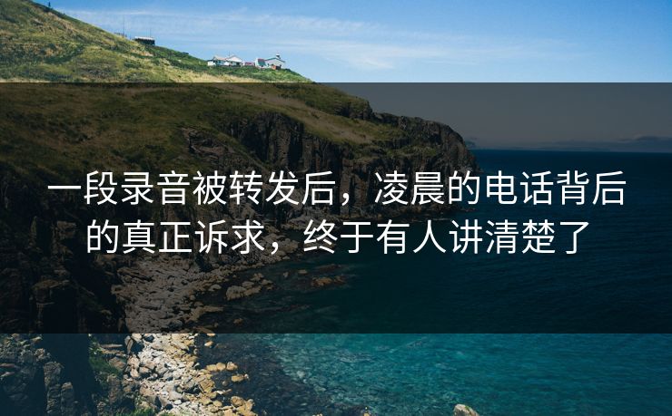 一段录音被转发后,凌晨的电话背后的真正诉求,终于有人讲清楚了